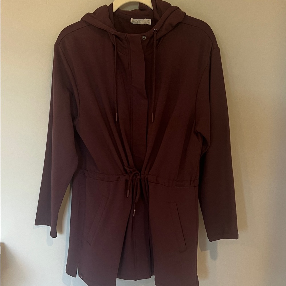 Barefoot Dreams Malibu Collection Brushed Luxe Fig Anorak Hooded Jacket Medium